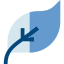 A simplified icon of a blue leaf with a darker blue vein and stem, divided into two color shades, representing the fresh approach of Redmond Ridge Orthodontics.