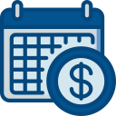 Icon of a calendar and a dollar symbol, indicating a financial date or deadline, similar to scheduling an appointment with Redmond Ridge Orthodontics.