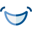 A blue, smiling face emoji with a wide, open mouth and curved eyes represents the cheerful service you can expect at Redmond Ridge Orthodontics.